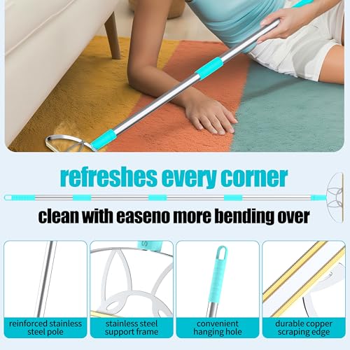 Image of Ultra & Pro LINTPLUS Combo - 63 inch Long Carpet Rake for Pet Hair + Pro Attachments - Heavy Duty Stainless Steel Handle, Stand-Up Design - Effortless Fur & Lint Removal for Large Rugs, Carpets, Floors