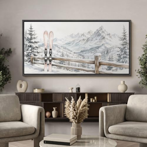 Image of MUDECOR Extra Large Framed Canvas Print Wall Art Ski Art for Living Room