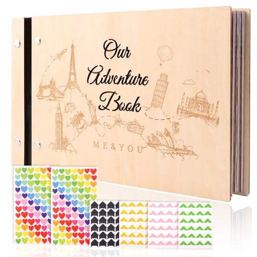 Our Adventure Book Scrapbook Photo Album Travel Journal Book - Christmas Valentines Girlfriend Boyfriend Gifts for Him Her Couple - Anniversary Brithday Gifts Travel Diary Scrap for Men Women