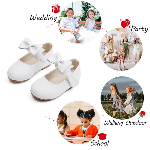 Image of PHIRAMIN Toddler Flower Girl Dress Shoes - Little Girl Mary Janes Flats Wedding