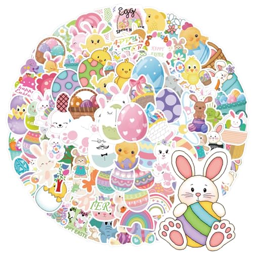 Easter Stickers, 100 Pcs Cute Easter Stickers for Kids, Water Bottle Stickers Waterproof Vinyl Phone Skateboard Laptop Stickers, Aesthetic Sticker...