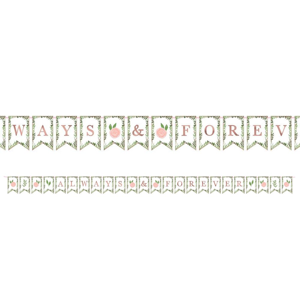 amscan 122143 Love & Leaves Wimpelbanner, 4,57 m, 1 Stück, Banner Wimpelkette Lv und Blätter, 4.57m