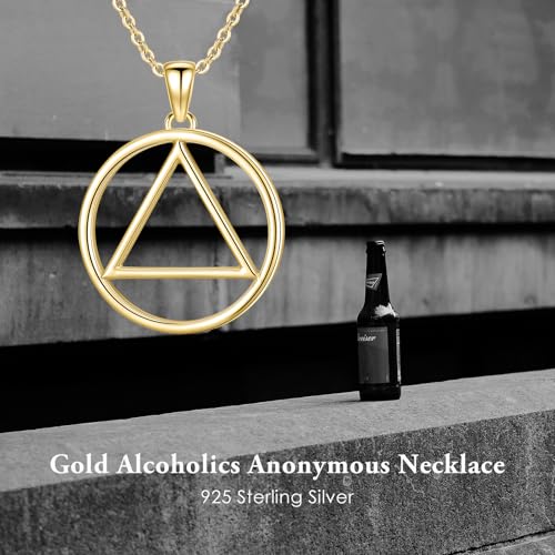 Sobriety Gift 925 Sterling Silver Alcoholics Anonymous Necklace AA Recovery Symbol Sobriety Alcoholics Anonymous Gifts for Women Men4