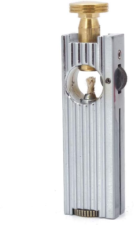Heavy-Duty Vintage Trench Oil Lighter Retro Cigarette Cigar Flint Wheel Lighter Metal Refillable Fire Starter,Silver