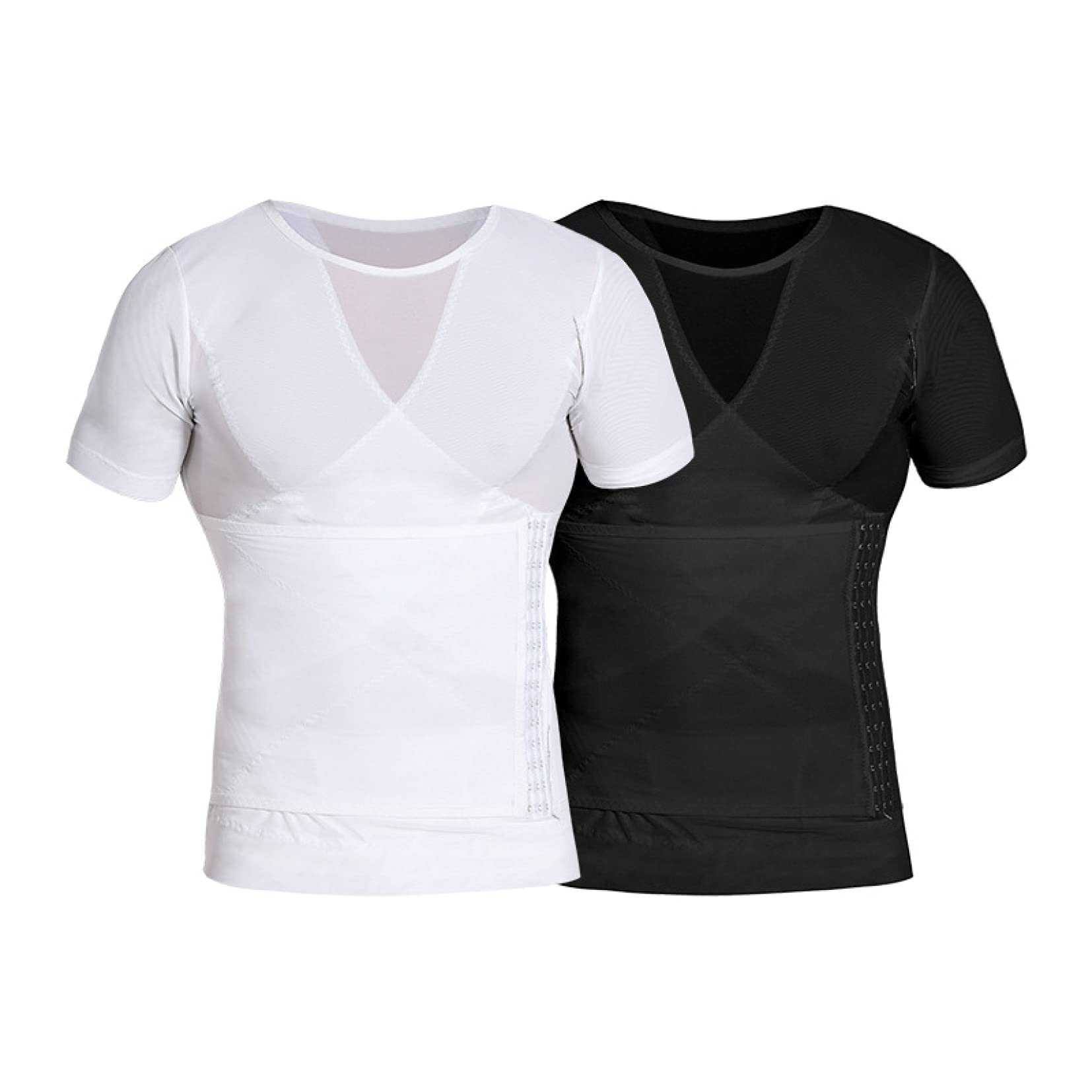 Męska oddychająca koszulka modelująca - wyszczuplająca koszulka kompresyjna Tummy Control Body Shaper Shirt Krótkie rękawy na siłownię good