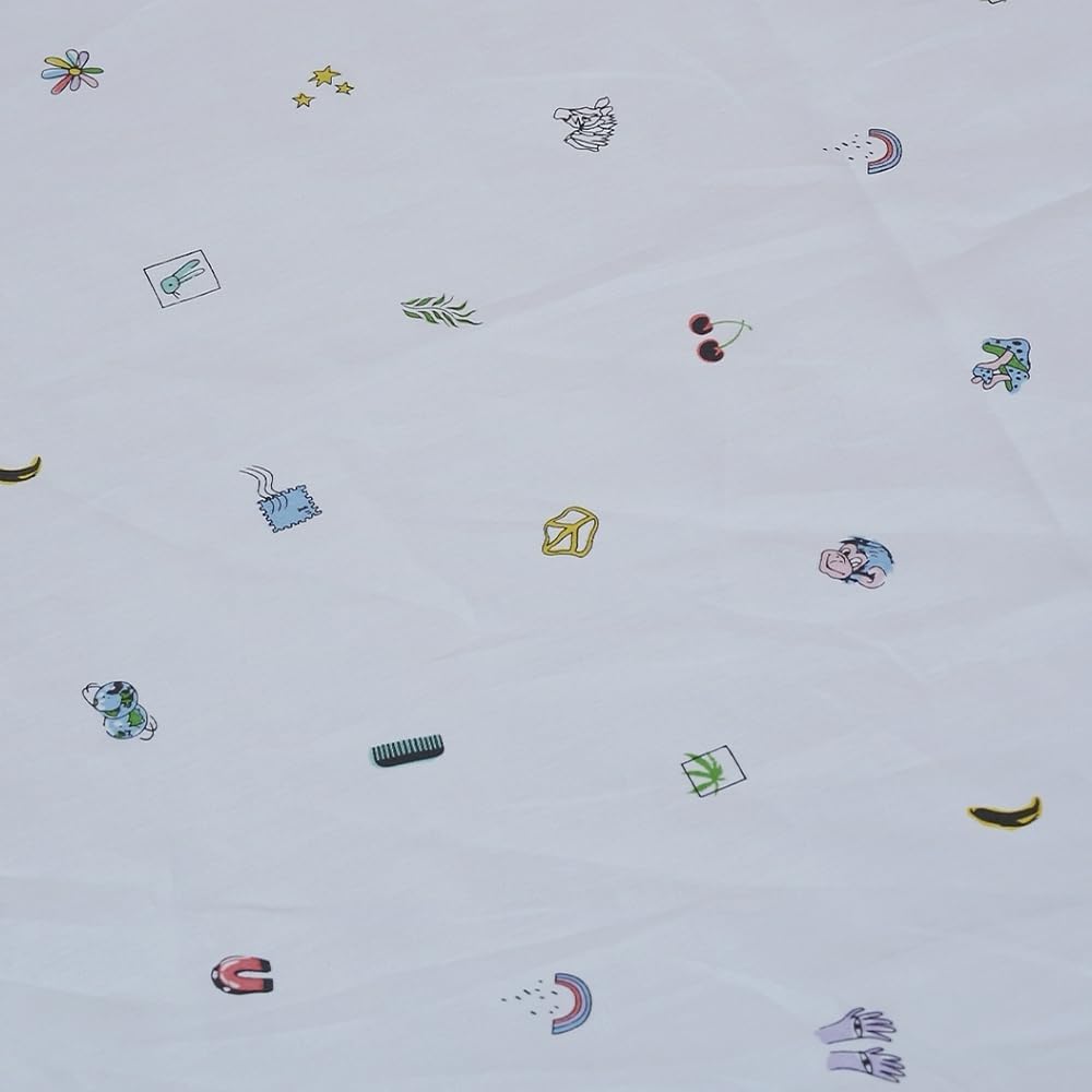 Hign Density Pure Cotton Fabric by The Yard, Light Blue Base Cartoon Print Cotton Apparel Fabric Made in Japan, 59 inches Width, Suitable for Fashion Dress, Shirt, Skirt, Quilting and Crafting