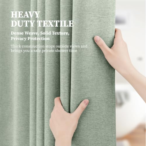 BTTN 48x72 Linen Textured Waterproof Fabric Shower Curtain Set, Sage Green by BTTN - Used condition - Image 8