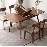 Wayshome 47&rsquo;&rsquo;-63&rsquo;&rsquo; 100% Oak Extendable Dining Table, Solid Wood Folding Kitchen Table, Mid...