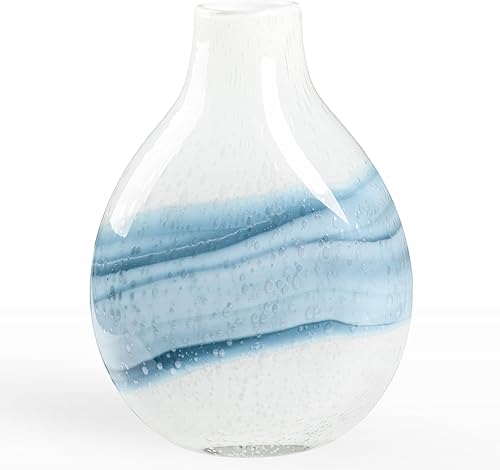Torre & Tagus Andrea - Jarrón de vidrio soplado para decoración del hogar, decoración de vidrio hecho a mano de 11 pulgadas de alto para centro de