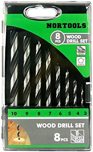 NORTOOLS Brad Point Wood Drill Bit Set 8 PCS HCS Wooden Drills for Woodworking DIY Lover Carpenter 3-10mm