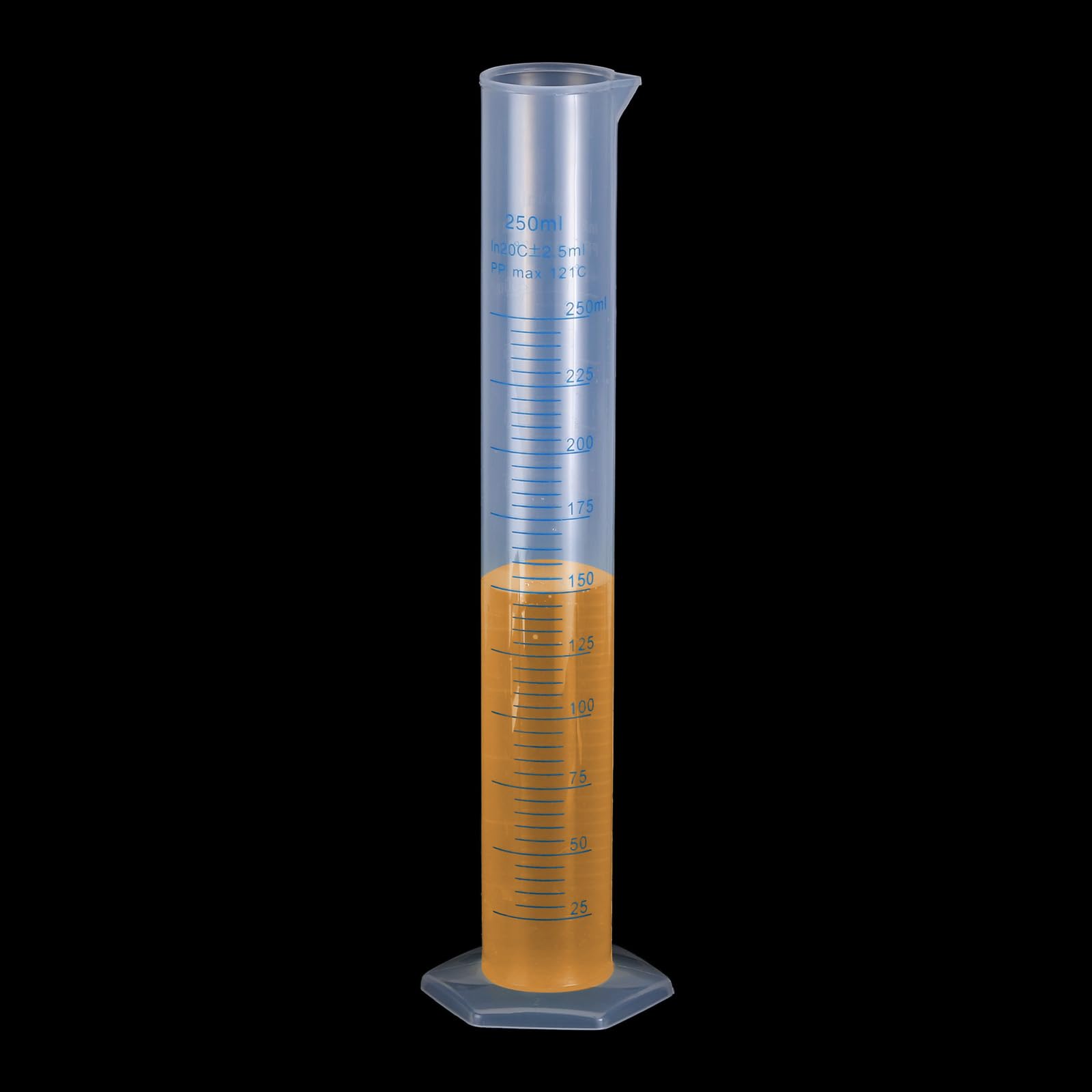 QUARKZMAN Cilindro Graduato in Plastica, Cilindro di Misurazione 250 ml, Becher per Tubi di Prova, Marcatura Metrica 2 Lati, Base Esagonale Trasparente per Laboratorio Casa 10pz