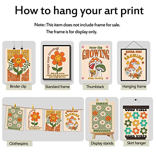 Yaodayao Hippie Wall Art Vintage Wall Decor Prints Set Of 6 Hippie Flower Canvas 60S 70S Retro Posters Abstract Minimalist Happy Face Photos Boho Pictures For Living Room Bedroom (E, 8"X10" Unframed) #TOP2