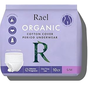Rael Disposable Underwear for Women, Organic Cotton Cover – Incontinence Pads, Postpartum Essentials, Disposable Underwear, Unscented, Maximum Coverage (Size S-M, 12 Count)