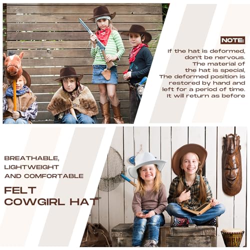 Image of Chuarry 4 Pcs Women Men Felt Western Cowboy Hats Wide Brim Cowgirl Hats Panama Hat for Adults Costume Outdoor