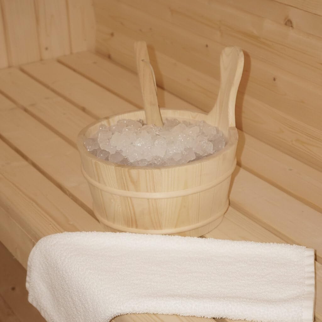 Home Deluxe - Sauna de Barril Lahti XL para Exteriores - Dimensiones: An x Pr x Al: Aprox. 195 cm x 192 cm x 220 cm, Madera: Abeto - Incl. Calefactor de Sauna y Accesorios de Sauna I Sauna de jardín,