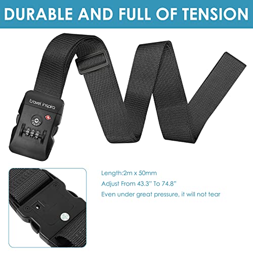 Image of Travel Inspira Luggage Straps for Suitcases with TSA Lock, Protect Your Luggage Anti-Burst, High Visibility Color, Easy to Identify Luggage Adjustable Heavy Duty Belt for 20-28 Inch Suitcases