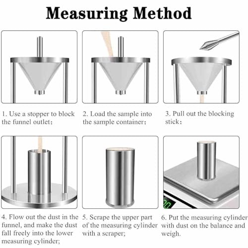 This Natural Stacking Density Meter, Stainless Steel Powder Bulk Density Tester with 100ml Measuring Cup and 12.7mm Funnel Aperture, 60° Taper