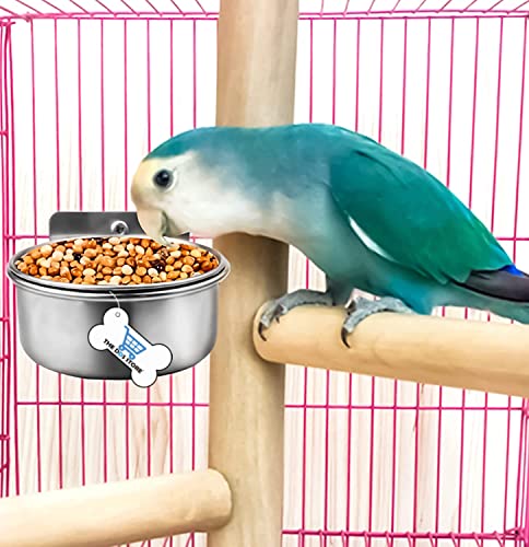 Image of Best Stainless Steel Birds Coop Cup Feeder Bowl with Clamp Holder or Hook Holder Combo Offer, 500 ml (Pack of 3) (Pack of 3 Clamp Holder, 500.ml)