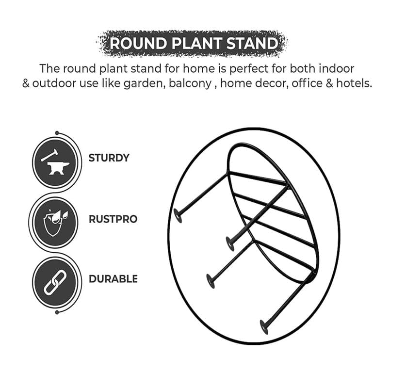 Image of Round Plant Stand Galvanised Metal Flower Pot Holder Gamla Support Corner Rack Outdoor Display Shelf for Home Garden Balcony Decoration 23 x 23 x 11 Cm (3)
