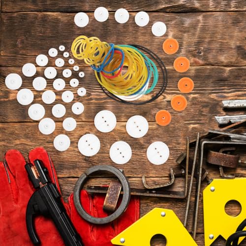 NIYANGLE 1 Set mit Umlenkrollen aus Gummi für Modelle von und Spielzeug, inklusive Kunststoff-Riemenscheiben, Gummibänder und Riemen, Zubehör für Bastel- und Bildungsprojekte