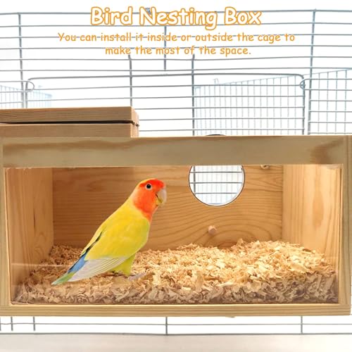 Image of PINVNBY Large Natural Wood Parakeet Nesting Box Budgie Breeding Box Acrylic Bird Nest for Cage Transparent Panoramic for Birds, Parrots, Cockatiels, Lovebirds, Canaries (S: 7.87 x 4.72 x 4.72 inch)