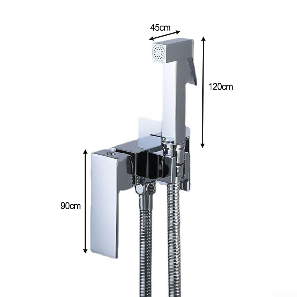 Opryskiwacz ręczny, 120 cm wąż mosiężny bidet kran ze sprayem ręcznym do kąpieli dla zwierząt domowych higiena osobista łazienka bliski stołek (chrom)