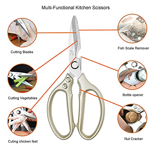 Jiameiyi Kitchen Scissors, Multifunctional Stainless Steel Kitchen Shears Heavy Duty Culinary Household Scissors For Chicken, Meat, Seafood, Bbq, Vegetables, Herbs, Bottle Opener, Nutcracker, Champ #TOP1