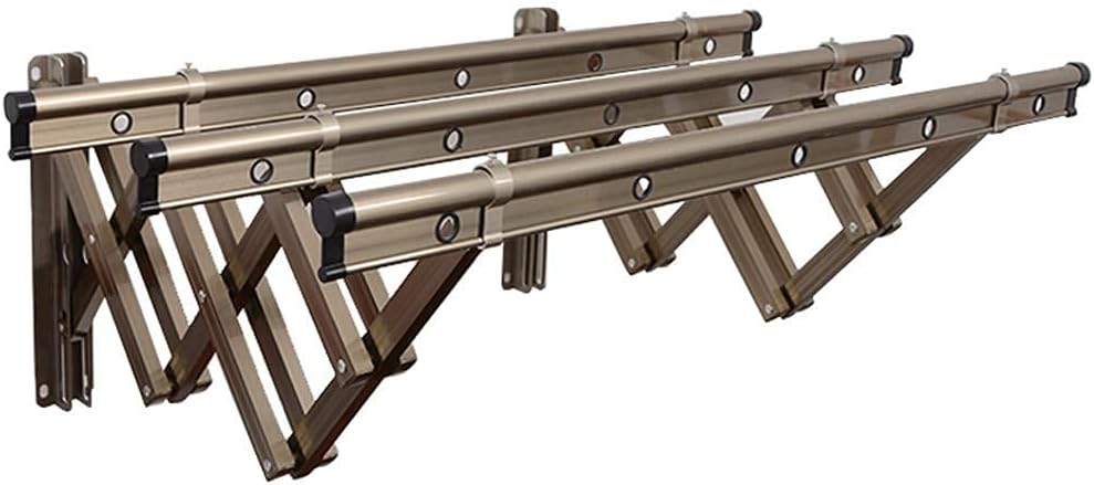 Clothes Drying Racks,Airer Rack, Extendable Foldable Aireng Clothesline, Towel Rail Bar, Wall Mounted, Space-Saver, Huge Capacity, for Indoor Outdoor Beautiful Scenery,Gold