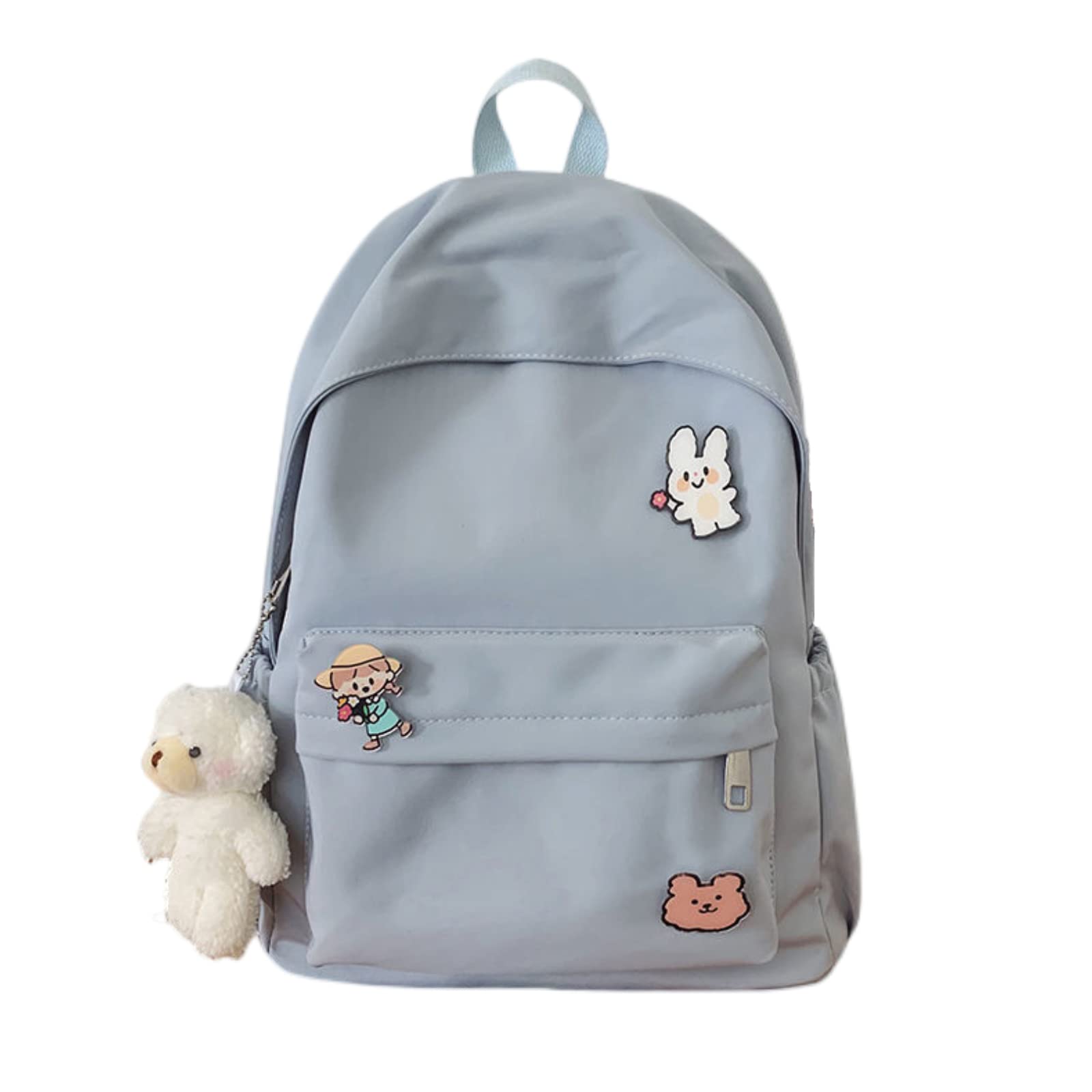 BILIPOPX Kawaii Cute Aesthetic School Laptop Backpack with Accessories Pin Plush Pendant for Teen Girls, Students