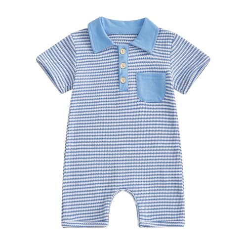 Image of Infant Baby Boys Summer Wallfe Romper Striped Jumpsuit Toddler Newborn Boy Bodysuit Playsuit 6 12 18 24 Months