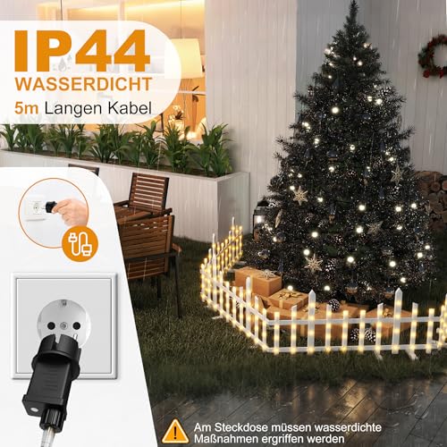 XMTECH LED Weihnachtsbaum Zaun 2,8 m, 8 Stück dekorativer Lattenzaun mit 8 Lichtmodi, warmweiße Beleuchtung, IP44 wasserdicht, flexibler Zaun für Haustiere, Garten, Wohnzimmer, Weihnachtsdekoration
