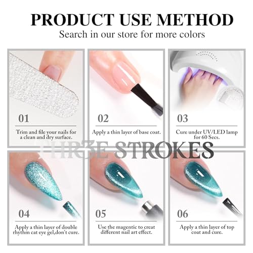 Image of THR3E STROKES 9D Glitter Cat Eye Gel Magnetic Nail Polish Art Manicure DIY at Home Soak Off UV Gel 7.5ML (CE1, 7.5ML)