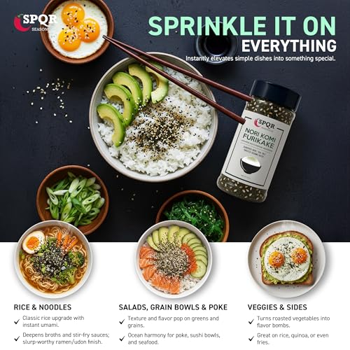 Nori Komi Furikake Multi-Purpose Rice Seasoning XL 8 oz. Jar Sugar Free by SPQR Seasonings