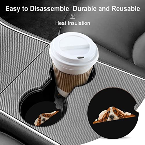 Portavasos para auto de madera Basset Hound 2PCS miniatura 4