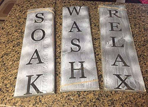 Bathroom Soak Wash Relax Signs Farmhouse Wall Decor Rustic Wood Relax Soak Unwind