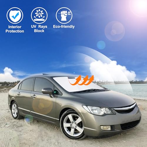 Image of Windshield Sun Shade Custom Fit for 2006-2011 Honda Civic Accessories Foldable Sunshade Sun Blocker Protect Car from Sun Rays & Heat Damage Keep Car Cooler