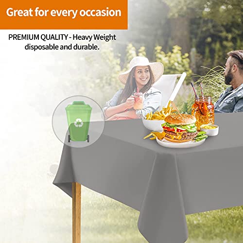 Image of Party Dimensions Silver Disposable Plastic Tablecloth for Rectangle Tables (48 Pack) Premium Decorative Table Cloths for Parties, Events & Weddings, Indoors & Outdoors, 54 x 108 inches