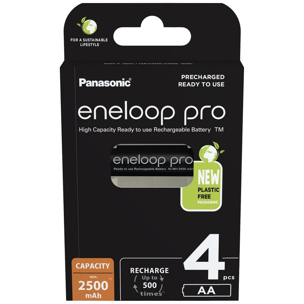 eneloop pro Rechargeable AA Batteries (4 Pack) 2500 mAh NiMH