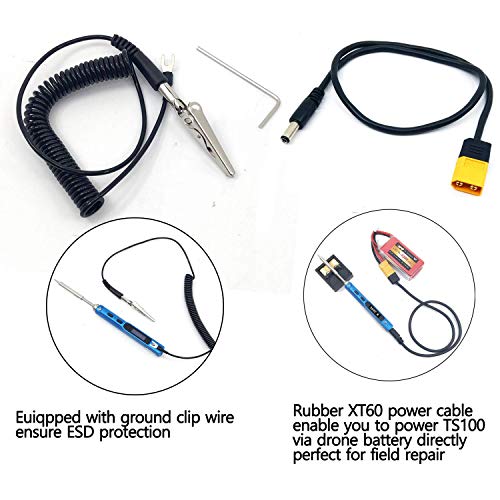 NovelLife 65W Mini TS100 Electric Soldering Iron Kit,Adjustable Temperature,Programmable STM32 Chip,Digital OLED Screen Display,Fast Internal Heating with TS B2 Solder Tip,24V Power Supply,XT60 Cable