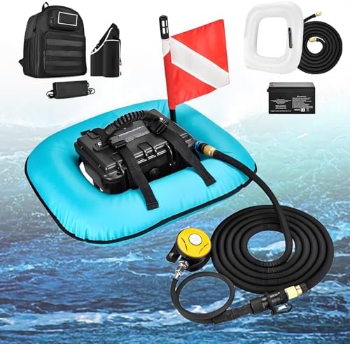 Tankless Diving System, Portable Rechargeable Underwater Breathing Device with Air Compressor, 9m Hose & Breathing Regulator