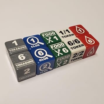 Deluxe Essential Token Dice Set Compatible with Magic The Gathering 2X Treasure, Clue, Food, Blood & Creature Token Dice