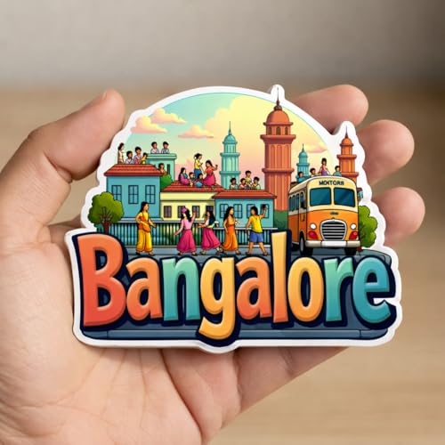 Image of Naxon Bangalore City Theme Souvenir Wooden Fridge Magnet for Refrigerator - Printed Fridge Magnet for Kitchen & Home Decor | Perfect Souvenir Gift | Size 3x3 in | Pack of 1