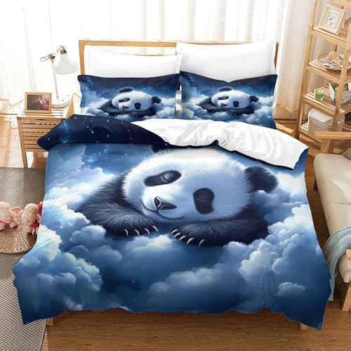 Drap de couette panda mignon qui dort 3D drap hypoallergénique 2 taies - 3