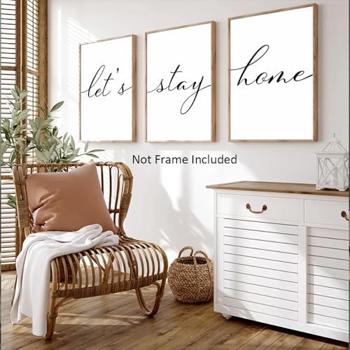 LUHDFYS Let'S Stay Home Sign Positive Life Quotes Lets Stay Home Wall Decor Modern Minimalist Text Wall Posters Art Canvas Painting For Bedroom Decor Wall Art Unframed