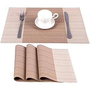 Amazon Brand – Eono Satz von 4 Platzsets, Tischsets PVC Hitzebeständig, Grifffeste Hitzebeständig Platzdeckchen…