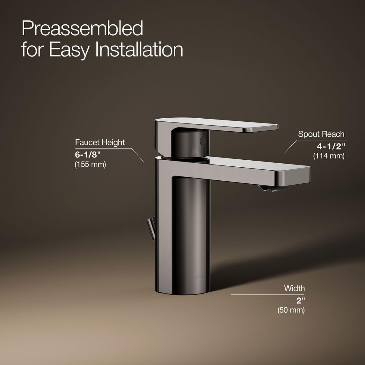 Kohler 23472-4N-TT Parallel Single-Handle Bathroom Sink Faucet 0.5 Gpm, Vibrant Titanium