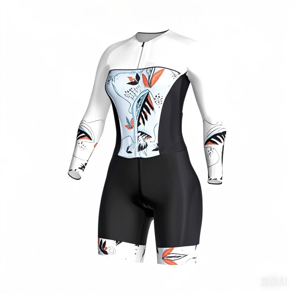 Tuta da ciclismo da donna salto a maniche lunghe body tuta da ciclismo Set di abbigliamento da triathlon con pad XS-3XL