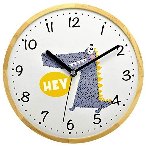 Holzwerk Germany Öko Natur Kinder-Wanduhr Kinder Jungen Mädchen mit Krokodil Tiere Motiv aus Holz lautloses Uhrwerk ohne Ticken tickgeräusche lautlos gut ablesbar 24,7cm Durchmesser Braun Gelb Orange Cover