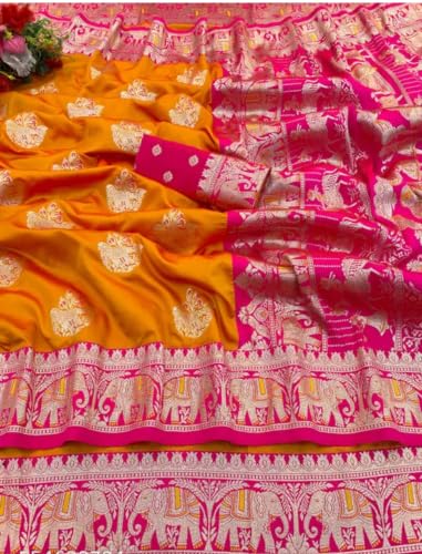 Generic orange baluchari silk saree – image 3