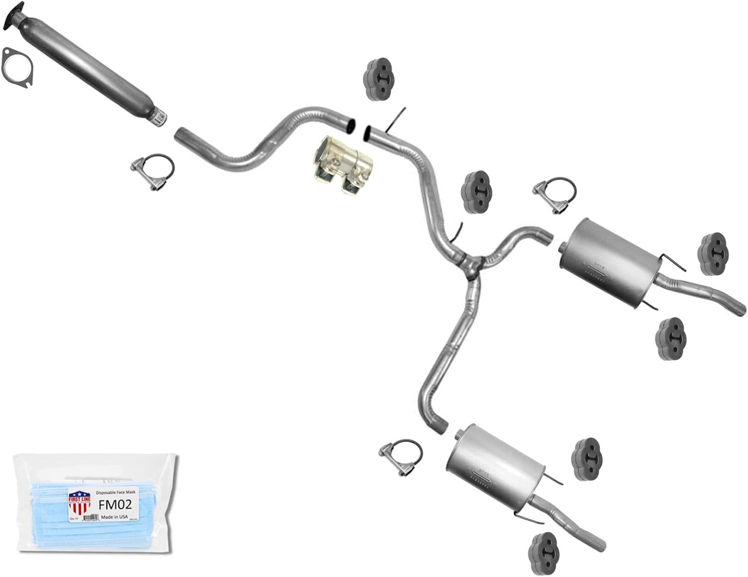 Exhaust System Resonator Pipe Dual Muffler Replacement Parts For 2006 2007 2008 2009 2010 2011 Chevrolet Impala 3.9L